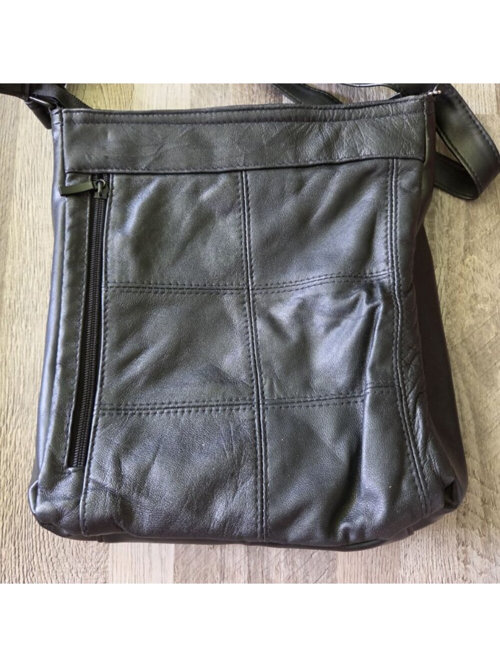 Dolce Miele Black Leather Crossbody Bag Organizer Multi Pocket Shoulder Purse - Picture 4 of 16